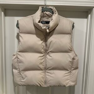 Zara Light Tan Puffer Vest